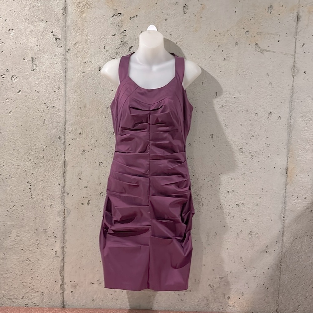 NWOT Signature By Sangria Purple Scrunched Party Dress - S 6